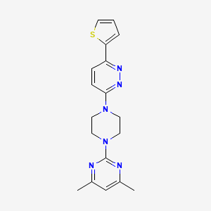 molecular formula C18H20N6S B2561580 4,6-Dimethyl-2-[4-(6-thiophen-2-ylpyridazin-3-yl)piperazin-1-yl]pyrimidine CAS No. 2380190-42-9
