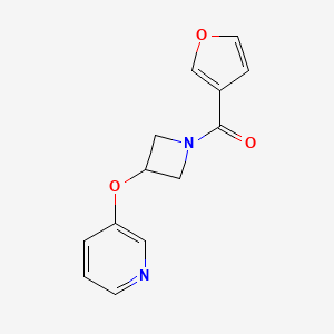 molecular formula C13H12N2O3 B2561584 Furan-3-yl(3-(pyridin-3-yloxy)azetidin-1-yl)methanone CAS No. 1904305-34-5