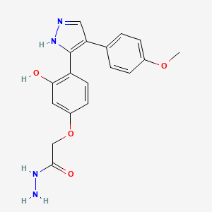 molecular formula C18H18N4O4 B2561587 2-(3-hydroxy-4-(4-(4-methoxyphenyl)-1H-pyrazol-3-yl)phenoxy)acetohydrazide CAS No. 879766-20-8