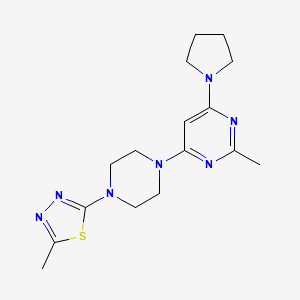 molecular formula C16H23N7S B2561591 2-Methyl-5-[4-(2-methyl-6-pyrrolidin-1-ylpyrimidin-4-yl)piperazin-1-yl]-1,3,4-thiadiazole CAS No. 2347842-07-1