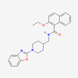molecular formula C26H27N3O3 B2561594 N-((1-(benzo[d]oxazol-2-yl)piperidin-4-yl)methyl)-2-ethoxy-1-naphthamide CAS No. 1797593-12-4