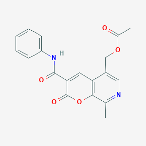 molecular formula C19H16N2O5 B2561595 [3-(anilinocarbonyl)-8-methyl-2-oxo-2H-pyrano[2,3-c]pyridin-5-yl]methyl acetate CAS No. 1190020-95-1