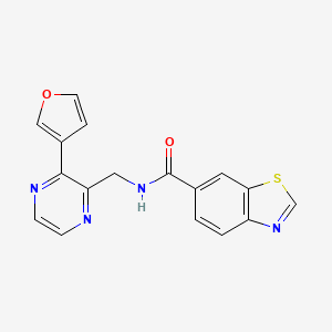 molecular formula C17H12N4O2S B2561597 N-((3-(furan-3-yl)pyrazin-2-yl)methyl)benzo[d]thiazole-6-carboxamide CAS No. 2034395-69-0