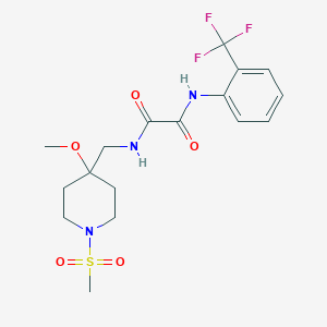 molecular formula C17H22F3N3O5S B2561607 N-[(1-methanesulfonyl-4-methoxypiperidin-4-yl)methyl]-N'-[2-(trifluoromethyl)phenyl]ethanediamide CAS No. 2415501-08-3