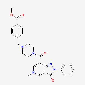 molecular formula C27H27N5O4 B2561617 4-((4-(5-甲基-3-氧代-2-苯基-3,5-二氢-2H-吡唑并[4,3-c]吡啶-7-羰基)哌嗪-1-基)甲基)苯甲酸甲酯 CAS No. 1105231-29-5