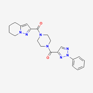 molecular formula C21H23N7O2 B2561631 (2-苯基-2H-1,2,3-三唑-4-基)(4-(4,5,6,7-四氢吡唑并[1,5-a]吡啶-2-羰基)哌嗪-1-基)甲酮 CAS No. 2034405-20-2