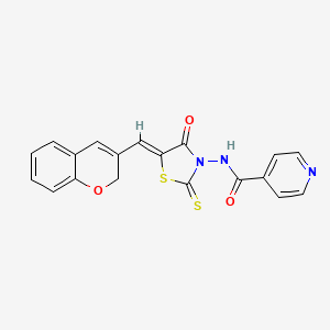 molecular formula C19H13N3O3S2 B2561636 (Z)-N-(5-((2H-chromen-3-yl)methylene)-4-oxo-2-thioxothiazolidin-3-yl)isonicotinamide CAS No. 900135-16-2