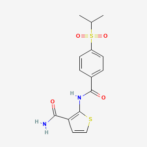 molecular formula C15H16N2O4S2 B2561637 2-(4-(Isopropylsulfonyl)benzamido)thiophene-3-carboxamide CAS No. 941957-12-6