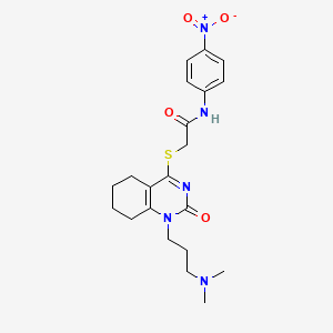 2-((1-(3-(dimethylamino)propyl)-2-oxo-1,2,5,6,7,8-hexahydroquinazolin-4-yl)thio)-N-(4-nitrophenyl)acetamide