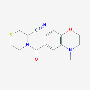 molecular formula C15H17N3O2S B2561658 4-(4-Methyl-2,3-dihydro-1,4-benzoxazine-6-carbonyl)thiomorpholine-3-carbonitrile CAS No. 2223874-47-1