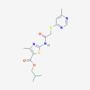 molecular formula C16H20N4O3S2 B256166 Isobutyl 4-methyl-2-({[(6-methyl-4-pyrimidinyl)sulfanyl]acetyl}amino)-1,3-thiazole-5-carboxylate 