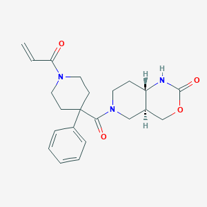 molecular formula C22H27N3O4 B2561662 (4As,8aS)-6-(4-phenyl-1-prop-2-enoylpiperidine-4-carbonyl)-4,4a,5,7,8,8a-hexahydro-1H-pyrido[4,3-d][1,3]oxazin-2-one CAS No. 2361599-11-1