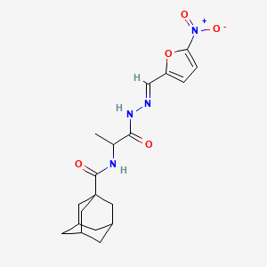 molecular formula C19H24N4O5 B2561663 N-[1-[(2E)-2-[(5-nitrofuran-2-yl)methylidene]hydrazinyl]-1-oxopropan-2-yl]adamantane-1-carboxamide CAS No. 375388-26-4