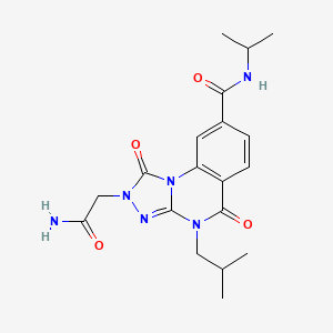 molecular formula C19H24N6O4 B2561672 2-(2-氨基-2-氧代乙基)-4-异丁基-N-异丙基-1,5-二氧代-1,2,4,5-四氢-[1,2,4]三唑并[4,3-a]喹唑啉-8-甲酰胺 CAS No. 1105219-42-8