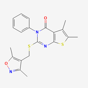 2-(((3,5-dimethylisoxazol-4-yl)methyl)thio)-5,6-dimethyl-3-phenylthieno[2,3-d]pyrimidin-4(3H)-one