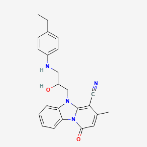 5-{3-[(4-Ethylphenyl)amino]-2-hydroxypropyl}-3-methyl-1-oxo-1,5-dihydropyrido[1,2-a]benzimidazole-4-carbonitrile