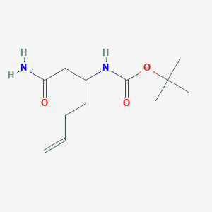 molecular formula C12H22N2O3 B2561686 Tert-butyl (1-amino-1-oxohept-6-en-3-yl)carbamate CAS No. 1335042-45-9
