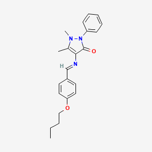 molecular formula C22H25N3O2 B2561688 (E)-4-((4-丁氧基亚苄基)氨基)-1,5-二甲基-2-苯基-1H-吡唑-3(2H)-酮 CAS No. 1447968-75-3