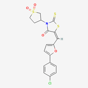 (5E)-5-[[5-(4-chlorophenyl)furan-2-yl]methylidene]-3-(1,1-dioxothiolan-3-yl)-2-sulfanylidene-1,3-thiazolidin-4-one