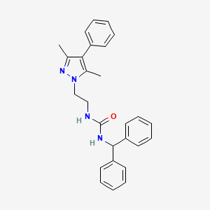 molecular formula C27H28N4O B2561695 1-benzhydryl-3-(2-(3,5-dimethyl-4-phenyl-1H-pyrazol-1-yl)ethyl)urea CAS No. 2034370-87-9