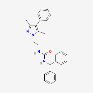 molecular formula C27H28N4O B2561695 1-benzhydryl-3-(2-(3,5-diméthyl-4-phényl-1H-pyrazol-1-yl)éthyl)urée CAS No. 2034370-87-9