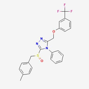 molecular formula C24H20F3N3O2S B2561697 3-[(4-Methylphenyl)methylsulfinyl]-4-phenyl-5-[[3-(trifluoromethyl)phenoxy]methyl]-1,2,4-triazole CAS No. 955961-69-0