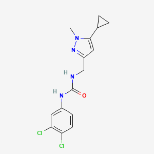 molecular formula C15H16Cl2N4O B2561699 1-((5-环丙基-1-甲基-1H-吡唑-3-基)甲基)-3-(3,4-二氯苯基)脲 CAS No. 1448124-11-5