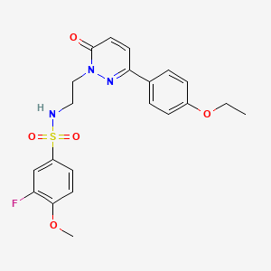 molecular formula C21H22FN3O5S B2561707 N-(2-(3-(4-乙氧基苯基)-6-氧代嘧啶-1(6H)-基)乙基)-3-氟-4-甲氧基苯磺酰胺 CAS No. 921513-93-1
