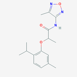 molecular formula C16H21N3O3 B256171 2-(2-isopropyl-5-methylphenoxy)-N-(4-methyl-1,2,5-oxadiazol-3-yl)propanamide 