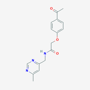 molecular formula C16H17N3O3 B2561710 2-(4-acetylphenoxy)-N-((6-methylpyrimidin-4-yl)methyl)acetamide CAS No. 2189500-16-9