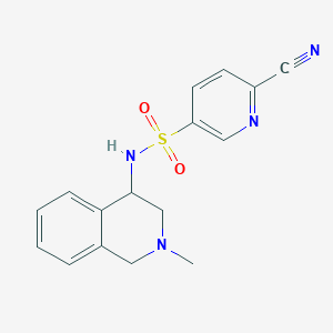 molecular formula C16H16N4O2S B2561711 6-Cyano-N-(2-methyl-3,4-dihydro-1H-isoquinolin-4-yl)pyridine-3-sulfonamide CAS No. 2223964-65-4