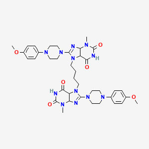 molecular formula C38H46N12O6 B2561712 8-[4-(4-methoxyphenyl)piperazin-1-yl]-7-(4-{8-[4-(4-methoxyphenyl)piperazin-1-yl]-3-methyl-2,6-dioxo-2,3,6,7-tetrahydro-1H-purin-7-yl}butyl)-3-methyl-2,3,6,7-tetrahydro-1H-purine-2,6-dione CAS No. 1798489-66-3