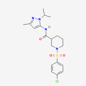 molecular formula C19H25ClN4O3S B2561716 1-((4-氯苯基)磺酰基)-N-(1-异丙基-3-甲基-1H-吡唑-5-基)哌啶-3-羧酰胺 CAS No. 1171236-63-7