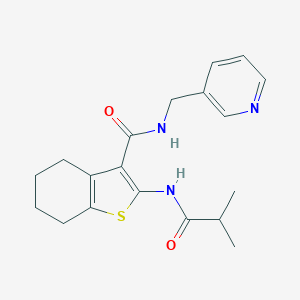 molecular formula C19H23N3O2S B256172 2-[(2-methylpropanoyl)amino]-N-(pyridin-3-ylmethyl)-4,5,6,7-tetrahydro-1-benzothiophene-3-carboxamide 