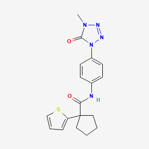 molecular formula C18H19N5O2S B2561720 N-(4-(4-甲基-5-氧代-4,5-二氢-1H-四唑-1-基)苯基)-1-(噻吩-2-基)环戊烷甲酰胺 CAS No. 1396880-90-2