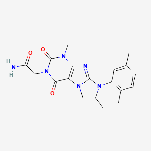 molecular formula C19H20N6O3 B2561721 2-[6-(2,5-Dimethylphenyl)-4,7-dimethyl-1,3-dioxopurino[7,8-a]imidazol-2-yl]acetamide CAS No. 878728-19-9