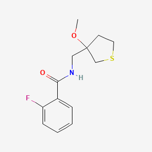 molecular formula C13H16FNO2S B2561724 2-FLUORO-N-[(3-METHOXYTHIOLAN-3-YL)METHYL]BENZAMIDE CAS No. 1448133-92-3