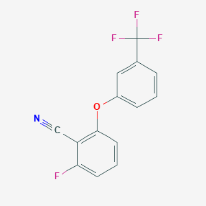 molecular formula C14H7F4NO B2561725 2-Fluoro-6-[3-(trifluoromethyl)phenoxy]benzonitrile CAS No. 946387-10-6
