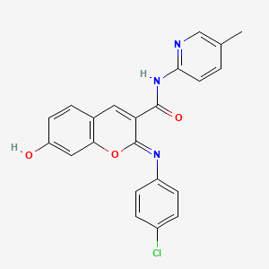 molecular formula C22H16ClN3O3 B2561727 (2Z)-2-[(4-chlorophenyl)imino]-7-hydroxy-N-(5-methylpyridin-2-yl)-2H-chromene-3-carboxamide CAS No. 1327169-87-8