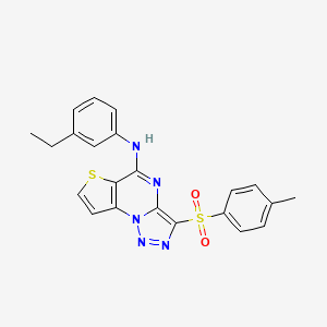 molecular formula C22H19N5O2S2 B2561728 N-(3-乙基苯基)-3-甲苯磺酰基噻吩并[2,3-e][1,2,3]三唑并[1,5-a]嘧啶-5-胺 CAS No. 892734-00-8