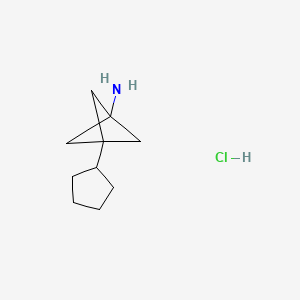 molecular formula C10H18ClN B2561735 3-Cyclopentylbicyclo[1.1.1]pentan-1-amine;hydrochloride CAS No. 2580248-69-5