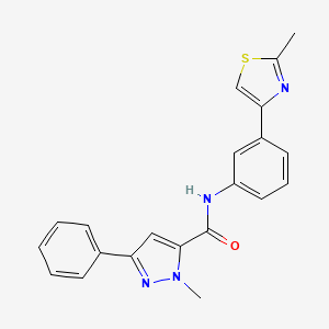 molecular formula C21H18N4OS B2561736 1-methyl-N-(3-(2-methylthiazol-4-yl)phenyl)-3-phenyl-1H-pyrazole-5-carboxamide CAS No. 1207009-17-3