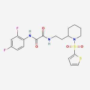 molecular formula C19H21F2N3O4S2 B2561740 N1-(2,4-difluorophenyl)-N2-(2-(1-(thiophen-2-ylsulfonyl)piperidin-2-yl)ethyl)oxalamide CAS No. 898425-66-6