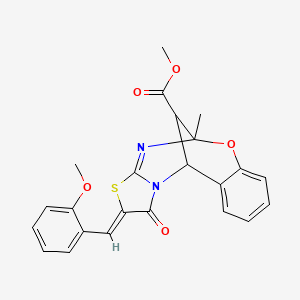 molecular formula C23H20N2O5S B2561741 (Z)-甲基 2-(2-甲氧基亚苄基)-5-甲基-1-氧代-1,2,5,11-四氢-5,11-甲苯并苯并[g]噻唑并[2,3-d][1,3,5]恶二唑并环辛-13-羧酸酯 CAS No. 1192741-33-5