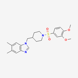 molecular formula C23H29N3O4S B2561759 1-((1-((3,4-dimethoxyphenyl)sulfonyl)piperidin-4-yl)methyl)-5,6-dimethyl-1H-benzo[d]imidazole CAS No. 1206986-18-6