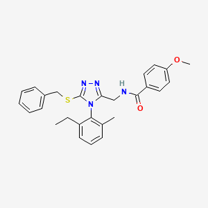 N-((5-(benzylthio)-4-(2-ethyl-6-methylphenyl)-4H-1,2,4-triazol-3-yl)methyl)-4-methoxybenzamide