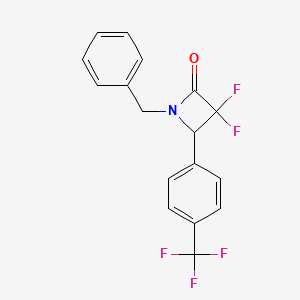 molecular formula C17H12F5NO B2561766 1-Benzyl-3,3-difluoro-4-[4-(trifluoromethyl)phenyl]azetidin-2-one CAS No. 327104-68-7