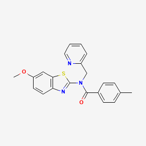 molecular formula C22H19N3O2S B2561773 N-(6-methoxybenzo[d]thiazol-2-yl)-4-methyl-N-(pyridin-2-ylmethyl)benzamide CAS No. 899964-54-6
