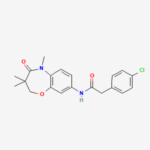 molecular formula C20H21ClN2O3 B2561783 2-(4-氯苯基)-N-(3,3,5-三甲基-4-氧代-2,3,4,5-四氢苯并[b][1,4]恶杂环辛烯-8-基)乙酰胺 CAS No. 921518-27-6