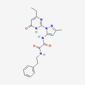 molecular formula C20H22N6O3 B2561784 N1-(1-(4-ethyl-6-oxo-1,6-dihydropyrimidin-2-yl)-3-methyl-1H-pyrazol-5-yl)-N2-phenethyloxalamide CAS No. 1013889-82-1